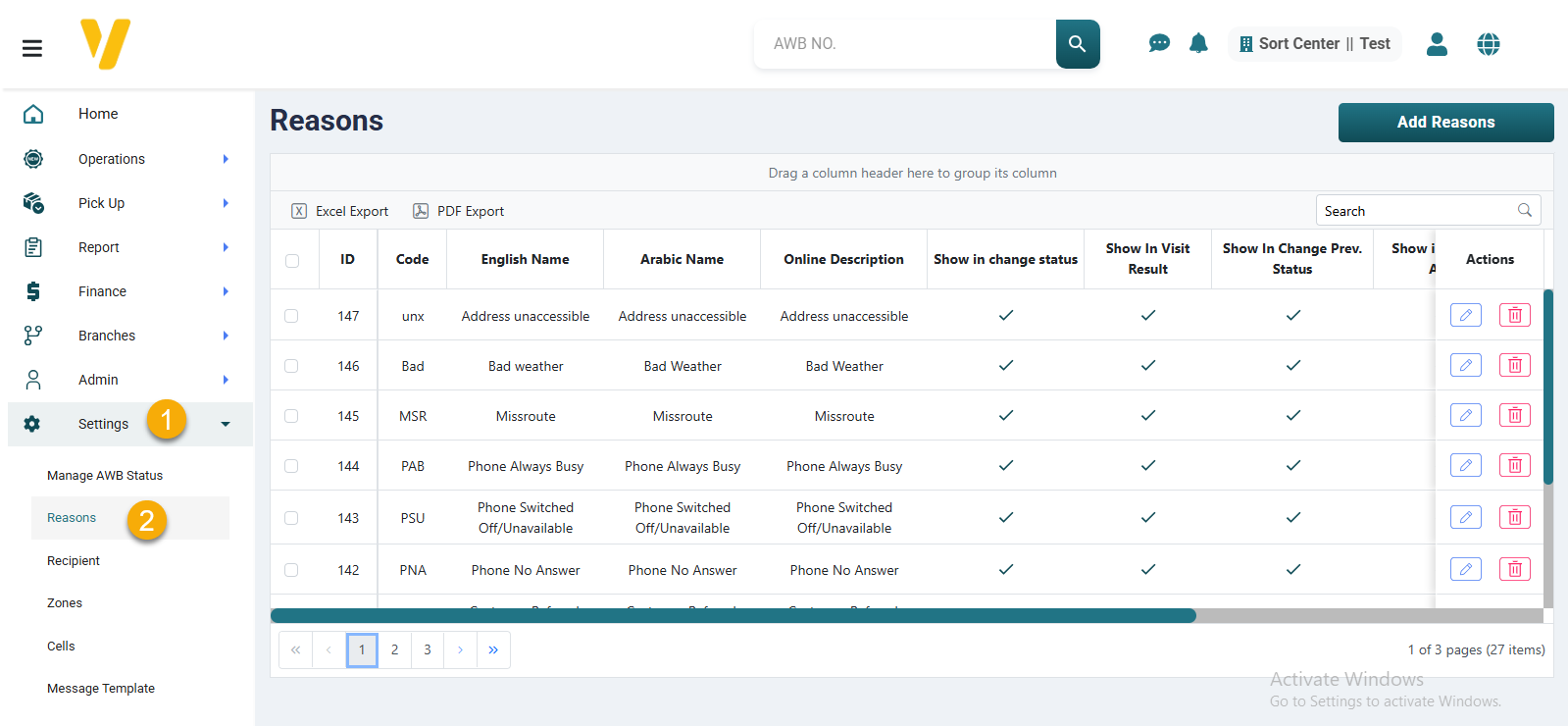 Access Failure Reasons