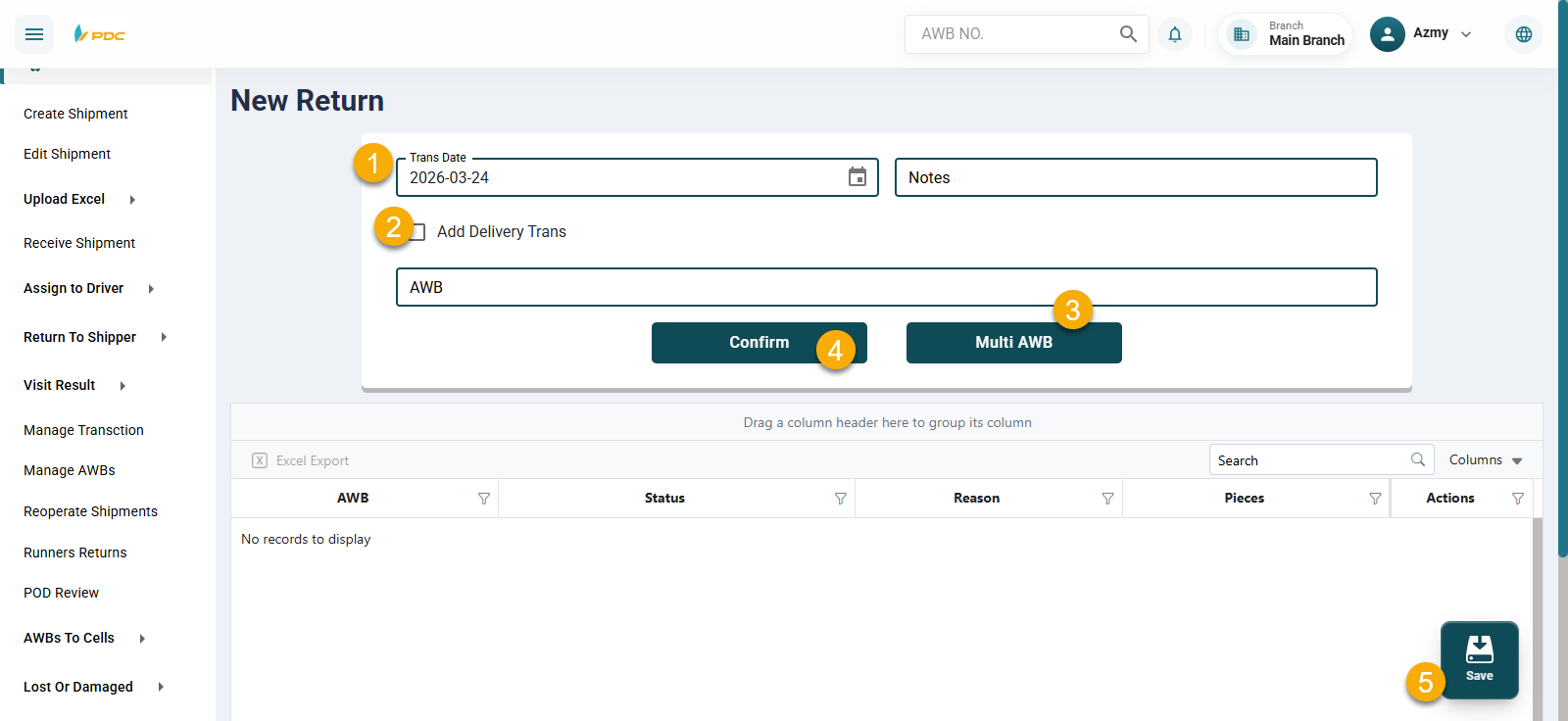 New Return to Shipper