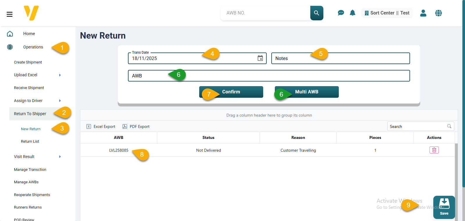 New Return to Shipper