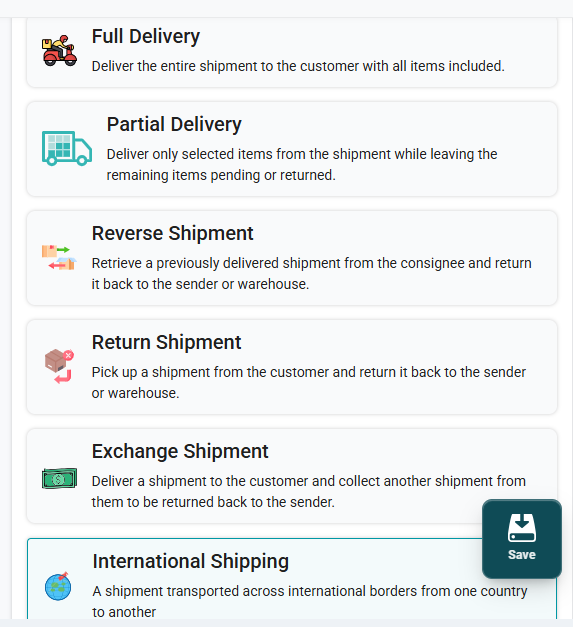 Shipment Types