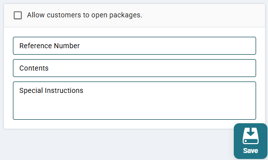 Special Instructions